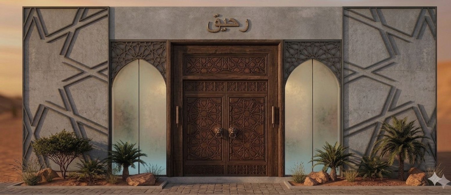 Raheeq exterior render at dusk